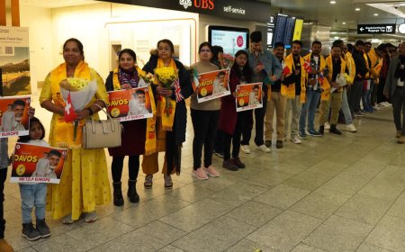 దావోస్​ పర్యటనలో చంద్రబాబు, లోకేశ్​ - ఘన స్వాగతం పలికిన ప్రవాసాంధ్రులు